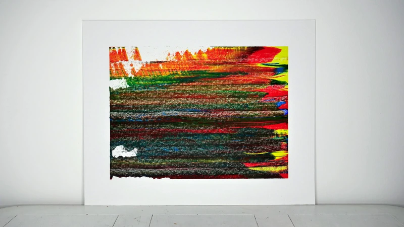 Painting 1, “Spectral geology flow on white”, view 1