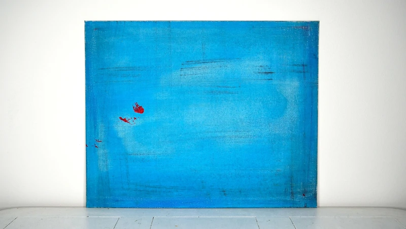 Painting 19, “Curious blue with red spots”, view 1