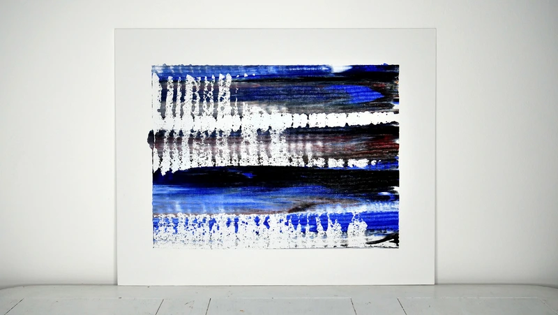 Painting 4, “Whale and ripples flow on white”, view 1