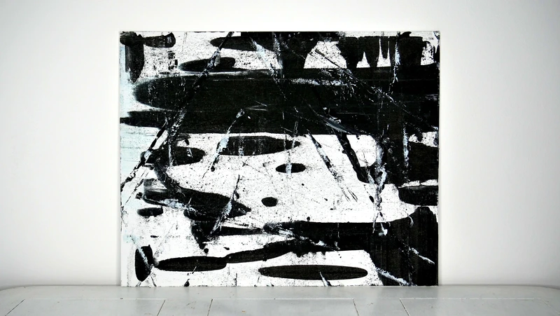 Painting 44, “Black and white impressionist shapes”, view 1
