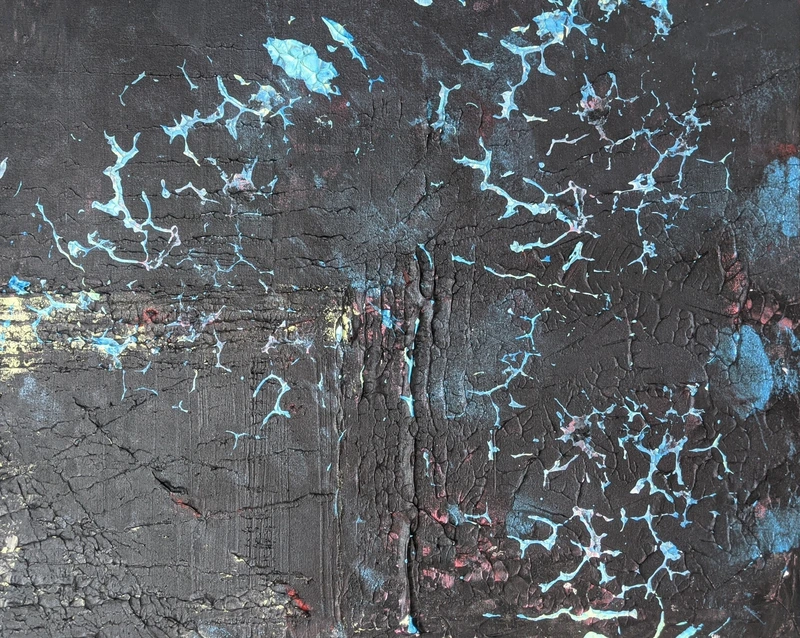 Painting 61, “Ice formations on dark slate”, view 1